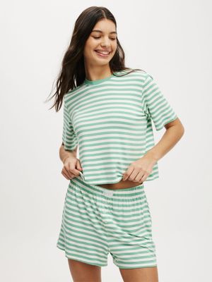 Women's Cotton On Green So Soft Short Sleeve Jersey Sleep Set