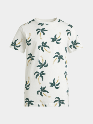 Jet Younger Boys Cream Palm Trees T-Shirts