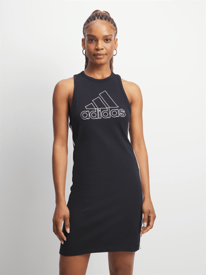 Womens adidas Essentials 3-Stripes Black Tank Dress