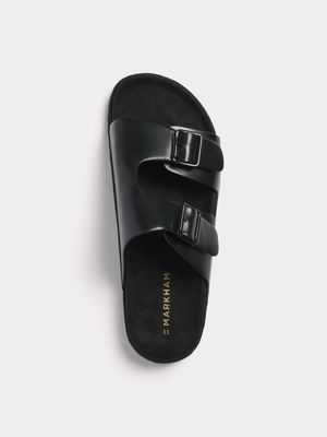 Men's Markham Double Buckle Mule Black Sandal