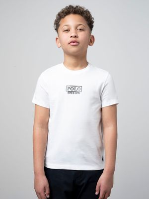 Boys Polo White Gary Printed T-Shirt