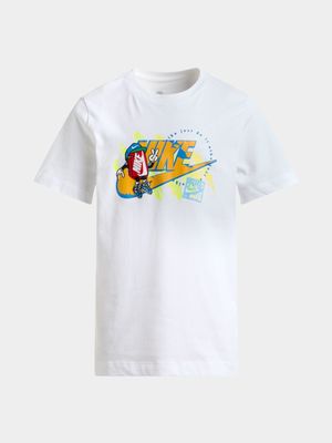 Boys Nike Boxy Sportswear Futura White Tee