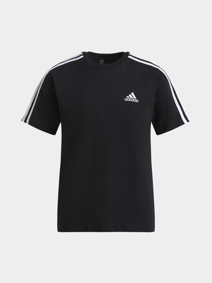 Adidas Girls 3S Black Tee Cotton T-Shirt