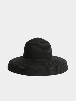 Jet Women's Black Ribbon Straw Hat