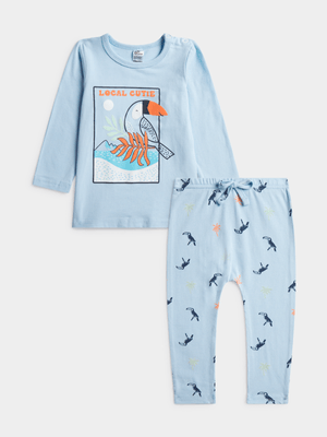 Jet Toddler Boys Blue Tropical Lions & Palm Tree Set