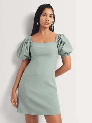 Y&G Bodycon Back Ruched Puff Sleeve Dress