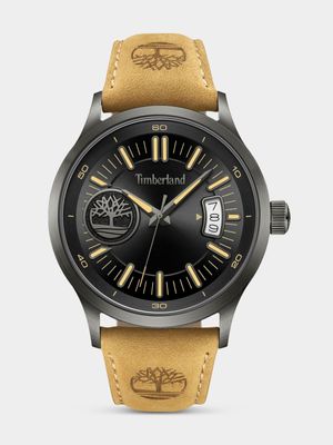 Timberland Trumbull Gunmetal Plated Black Dial Tan Leather Watch