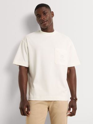 Fabiani Men's Ecru Oversized Pocket T-Shirt