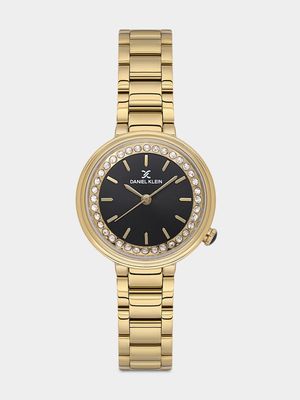 Daniel Klein Gold Plated Black Dial Bracelet Watch