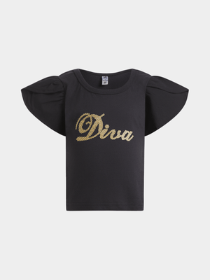 Jet Younger Girls Black Diva T-Shirt