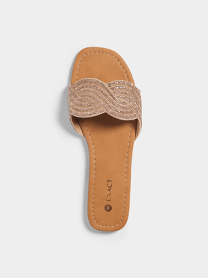 Women's Rose Gold Diamante Sandals