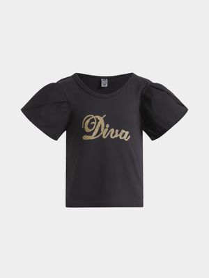 Jet Younger Girls Black Diva T-Shirt