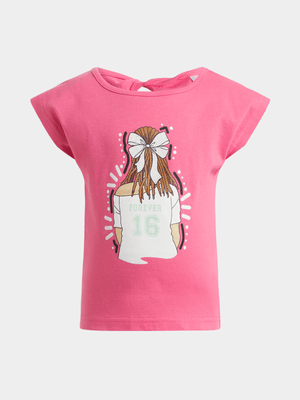 Jet Younger Girls Pink Back Knot T-Shirt