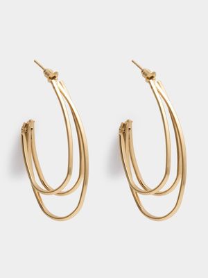 Triple Long Oval Hoop Earrings