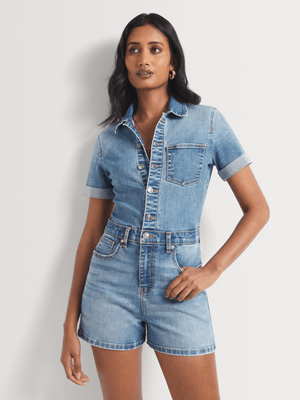 News Short Sleeve Button Through Shortall