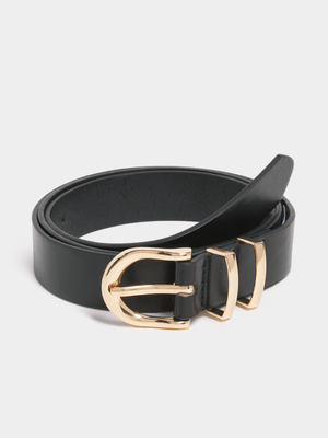 Jet Women's Black/Gold Buckele Belt