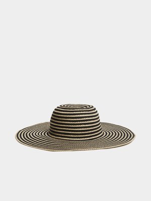 Jet Women's Black/Natural Stripe Straw Hat