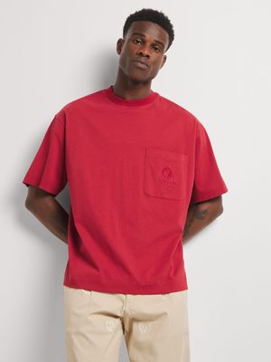 Fabiani Men's Red Oversized Pocket T-Shirt