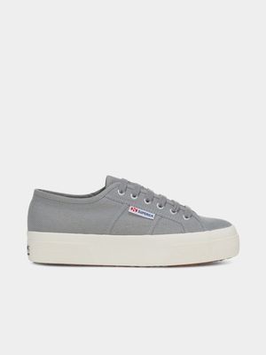 Womens Superga Classic Canvas Grey/Avorio Platform Sneakers