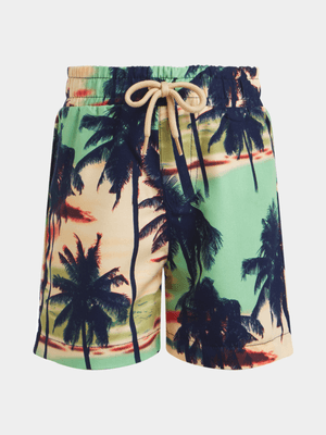 Jet Younger Boys Orange/Yellow Palm Swim Shorts