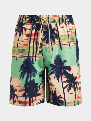 Jet Younger Boys Orange/Yellow Palm Swim Shorts