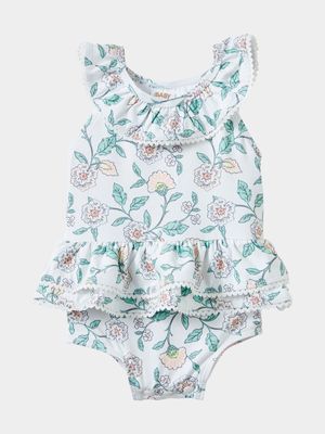 Cotton On Baby White Layla Frill Swimsuit