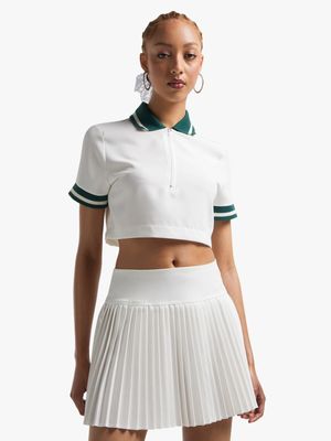 Women's White Pleated Mini Skirt