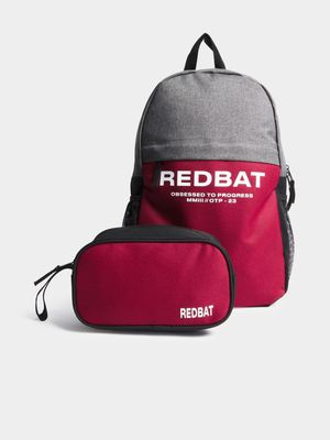 Redbat Unisex Colourblock Black/Berry Backpack With Pouch