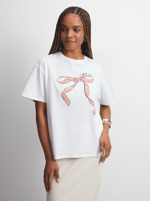 Women's White Graphic Print T-Shirt