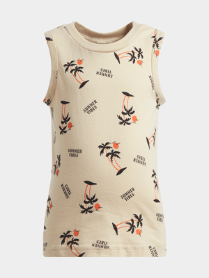 Jet Younger Boys Cream Palm Trees Vest