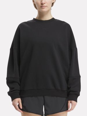 Reebok Women's Lux Oversized Black Sweat Top