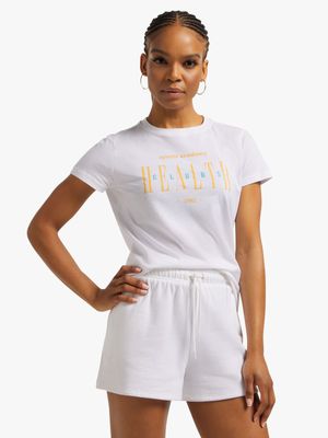 Womens TS Healthclub Graphic Cotton White Tee