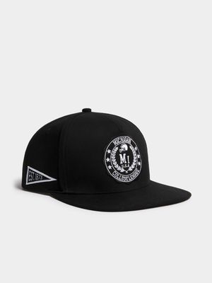 Men's Markham 5 Panel Varsity Badge Black Peak Cap