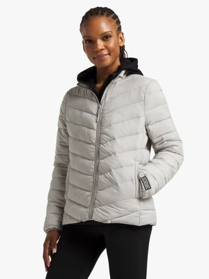 Womens TS Funnel Grey Puffer Jacket