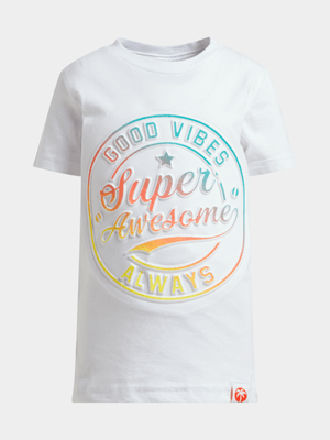 Jet Younger Boys White Super Awesome T-Shirt