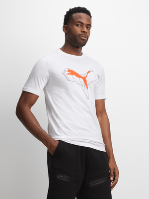 Mens Puma ESS+ Logo Lab Cat White Tee