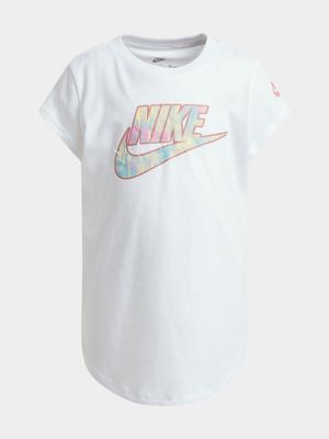 Nike Girls Kids Printed Club White T-Shirt