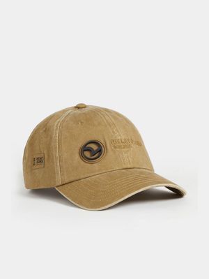 RJ Khaki Rubber Badge Pigment Washed Curve Peak Cap