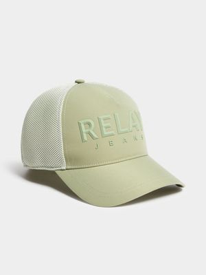 Men's Relay Jeans with Elasticated Sage Back Trucker Cap