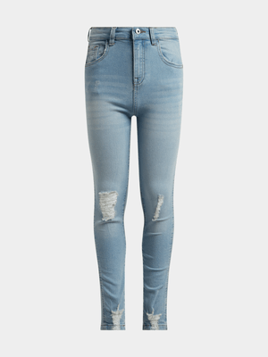 Jet Older Girls Light Blue Ripped Skinny Jeans