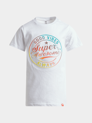 Jet Younger Boys White Super Awesome T-Shirt