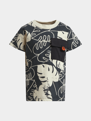 Jet Younger Boys Charcoal/Stone Palm Trees T-Shirt