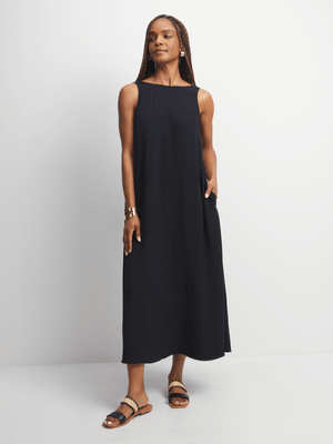 Women's Black Trapeze Maxi Dress