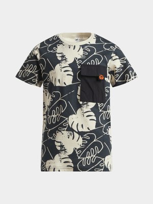 Jet Younger Boys Charcoal/Stone Palm Tree T-Shirt