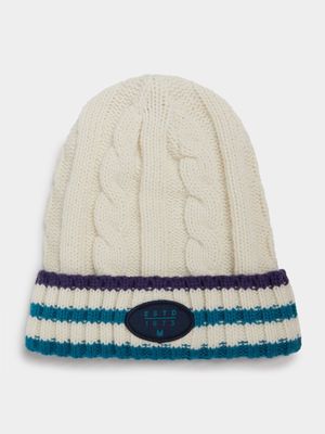 MKM Navy Cable Collegiate Beanie