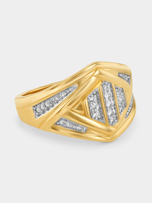 Yellow Gold White Sapphire Marquise Pavé Ring