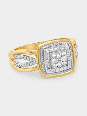 Yellow Gold White Sapphire Cushion Infinity Ring