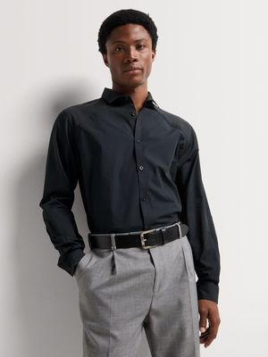 MKM Black Smart Shirt With Mesh Inset