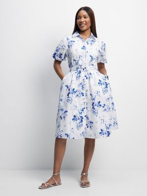 Women's Pringle  Blue Jade Printed Shirt Dress