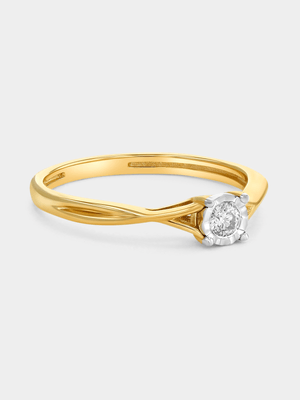 Yellow Gold Diamond Solitaire Infinity Ring